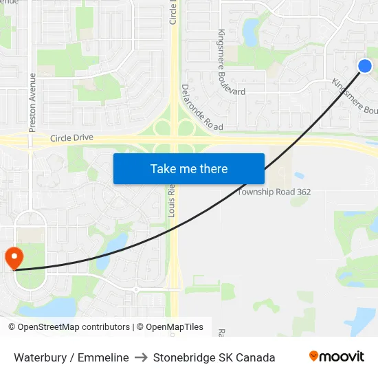 Waterbury / Emmeline to Stonebridge SK Canada map