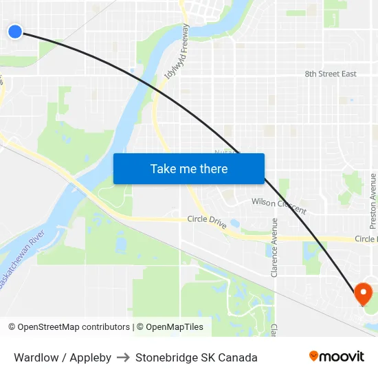Wardlow / Appleby to Stonebridge SK Canada map