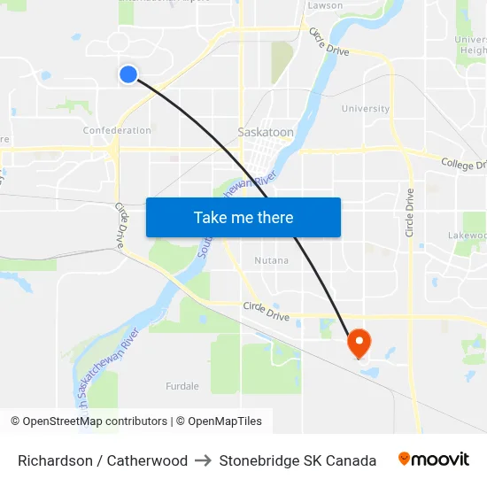 Richardson / Catherwood to Stonebridge SK Canada map