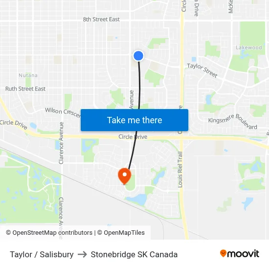 Taylor / Salisbury to Stonebridge SK Canada map