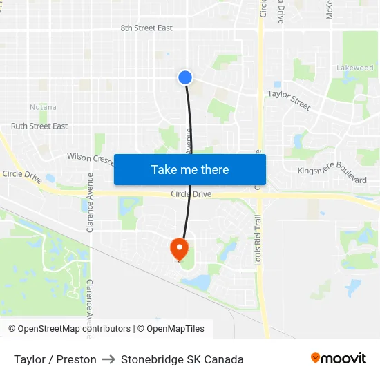 Taylor / Preston to Stonebridge SK Canada map