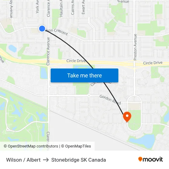 Wilson / Albert to Stonebridge SK Canada map