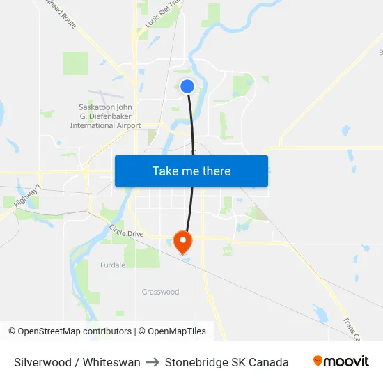 Silverwood / Whiteswan to Stonebridge SK Canada map