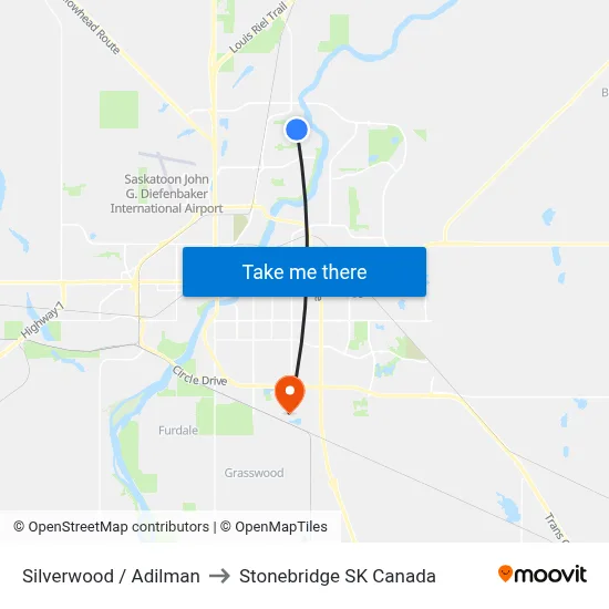 Silverwood / Adilman to Stonebridge SK Canada map