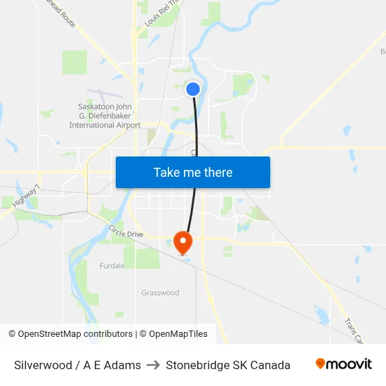 Silverwood / A E Adams to Stonebridge SK Canada map