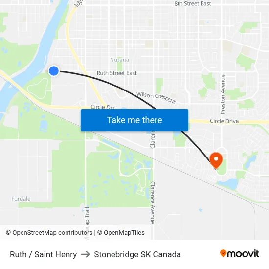 Ruth / Saint Henry to Stonebridge SK Canada map