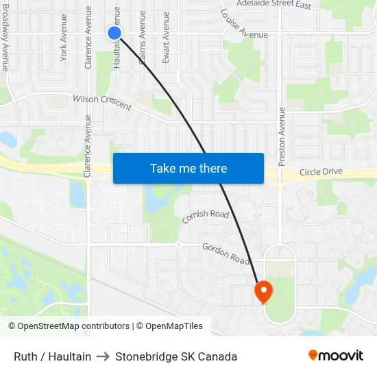 Ruth / Haultain to Stonebridge SK Canada map
