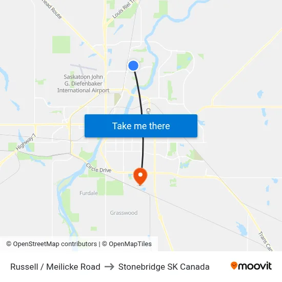 Russell / Meilicke Road to Stonebridge SK Canada map