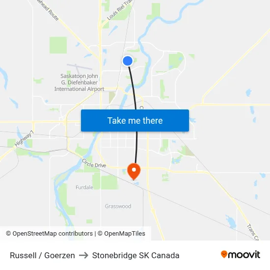 Russell / Goerzen to Stonebridge SK Canada map