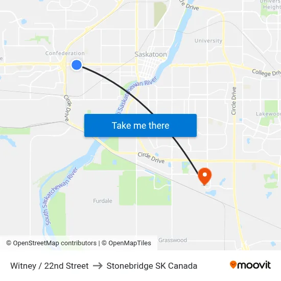 Witney / 22nd Street to Stonebridge SK Canada map