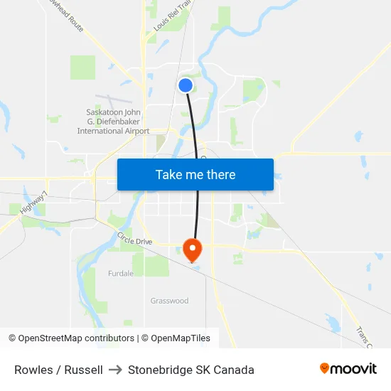 Rowles / Russell to Stonebridge SK Canada map