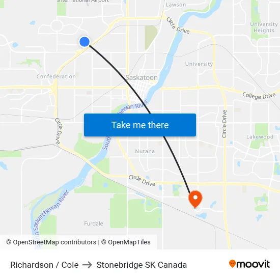 Richardson / Cole to Stonebridge SK Canada map