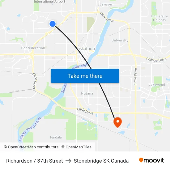 Richardson / 37th Street to Stonebridge SK Canada map