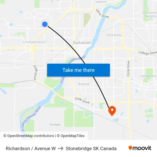 Richardson / Avenue W to Stonebridge SK Canada map