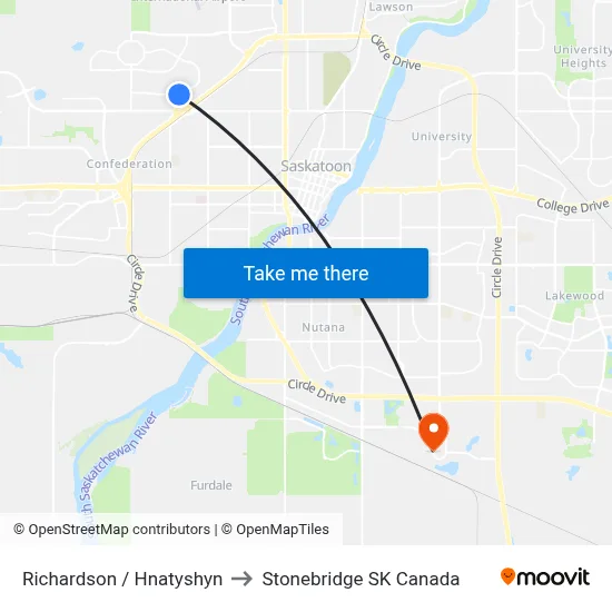 Richardson / Hnatyshyn to Stonebridge SK Canada map