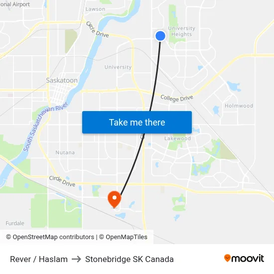 Rever / Haslam to Stonebridge SK Canada map