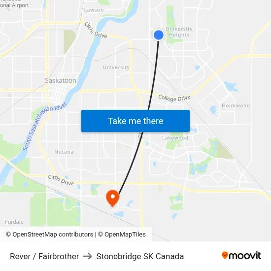 Rever / Fairbrother to Stonebridge SK Canada map