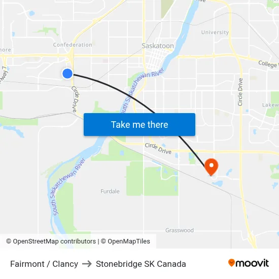 Fairmont / Clancy to Stonebridge SK Canada map