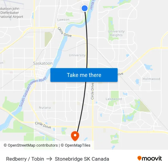 Redberry / Tobin to Stonebridge SK Canada map
