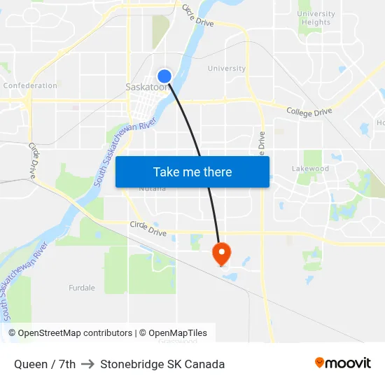 Queen / 7th to Stonebridge SK Canada map