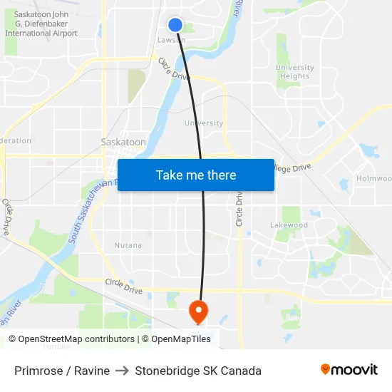 Primrose / Ravine to Stonebridge SK Canada map