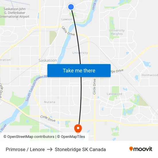 Primrose / Lenore to Stonebridge SK Canada map