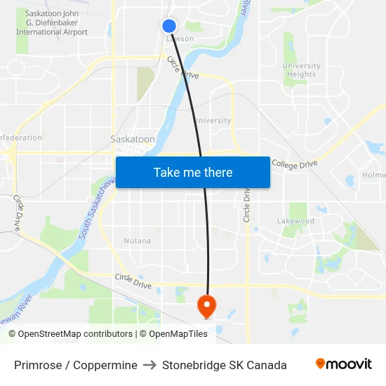 Primrose / Coppermine to Stonebridge SK Canada map
