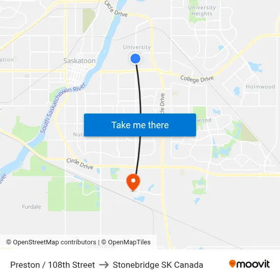 Preston / 108th Street to Stonebridge SK Canada map