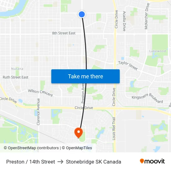 Preston / 14th Street to Stonebridge SK Canada map
