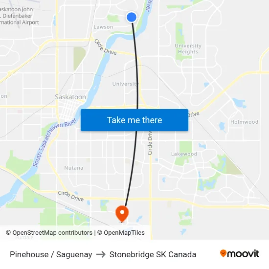 Pinehouse / Saguenay to Stonebridge SK Canada map
