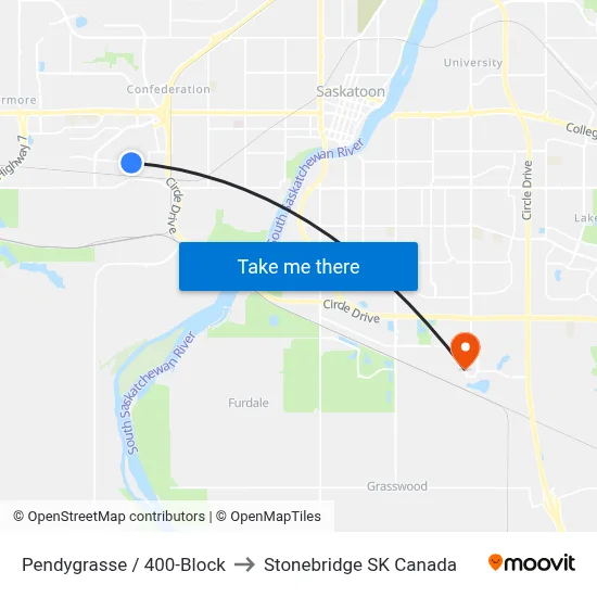 Pendygrasse / 400-Block to Stonebridge SK Canada map