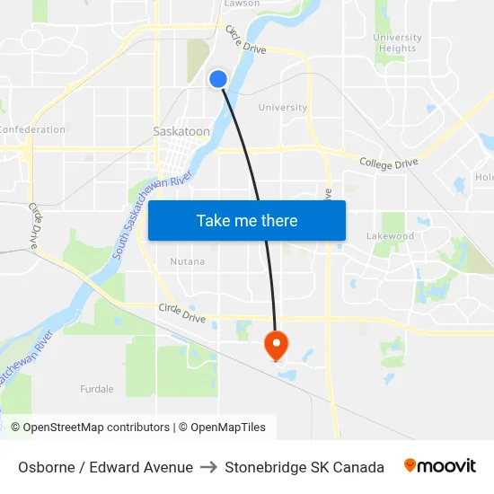 Osborne / Edward Avenue to Stonebridge SK Canada map