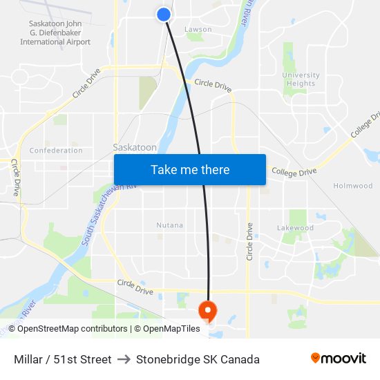 Millar / 51st Street to Stonebridge SK Canada map