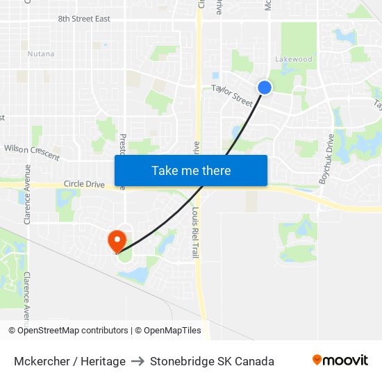 Mckercher / Heritage to Stonebridge SK Canada map