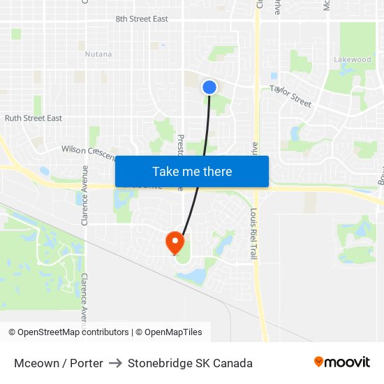 Mceown / Porter to Stonebridge SK Canada map