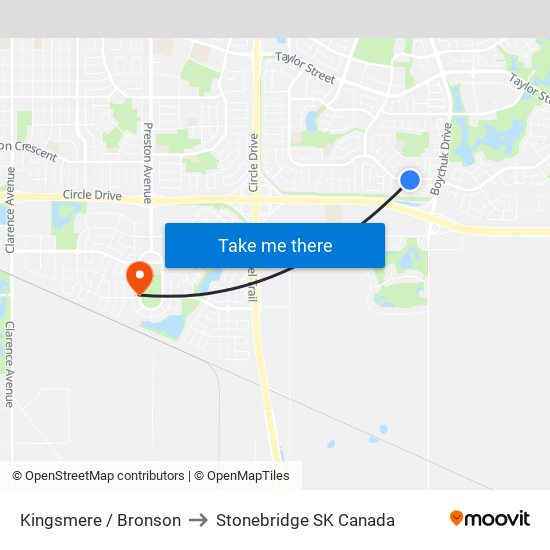 Kingsmere / Bronson to Stonebridge SK Canada map
