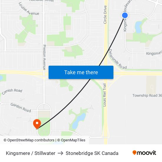 Kingsmere / Stillwater to Stonebridge SK Canada map