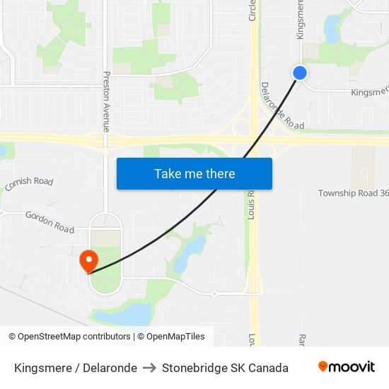 Kingsmere / Delaronde to Stonebridge SK Canada map