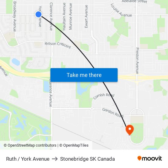 Ruth  / York Avenue to Stonebridge SK Canada map