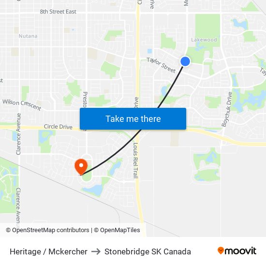 Heritage / Mckercher to Stonebridge SK Canada map