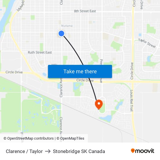 Clarence / Taylor to Stonebridge SK Canada map