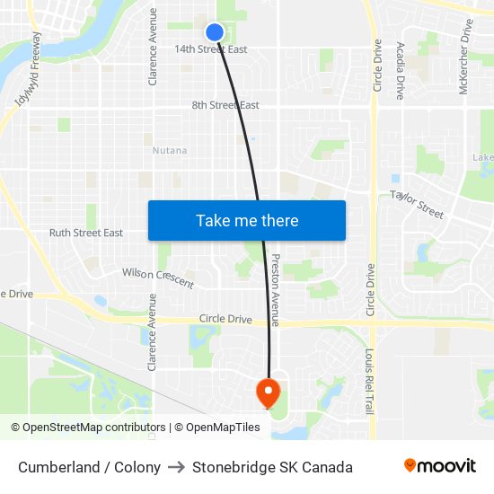 Cumberland / Colony to Stonebridge SK Canada map