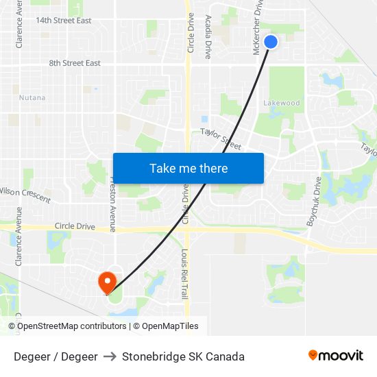Degeer / Degeer to Stonebridge SK Canada map