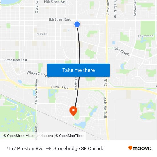 7th / Preston Ave to Stonebridge SK Canada map