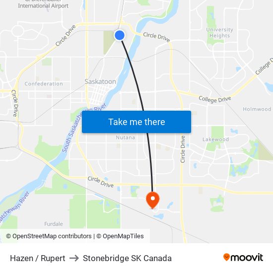 Hazen / Rupert to Stonebridge SK Canada map