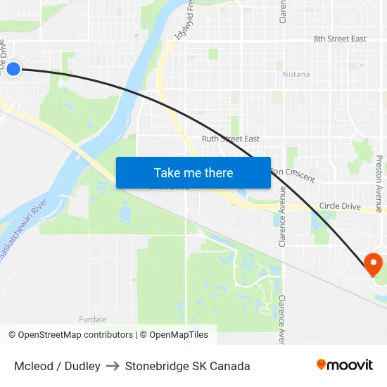 Mcleod / Dudley to Stonebridge SK Canada map