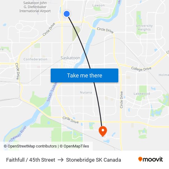 Faithfull / 45th Street to Stonebridge SK Canada map