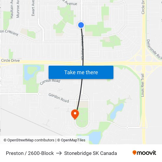 Preston / 2600-Block to Stonebridge SK Canada map