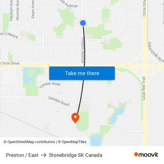 Preston / East to Stonebridge SK Canada map