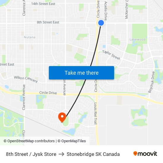 8th Street / Jysk Store to Stonebridge SK Canada map